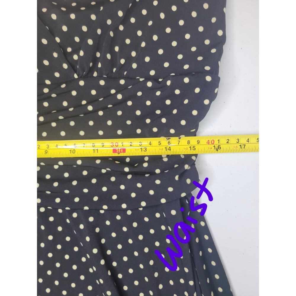 Womens Retro Polka Dot Stretchy Halter Neck Dress Size 14 Vintage 90s Y2K Sleek - Picture 9 of 11
